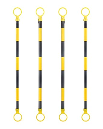 BATTIFE 4 Pack Retractable Traffic Cone Bar from 4 ft to 6.9 ft, Expandable Cone Bar for Traffic Road Parking use, Black and Yellow, Cone Not Include