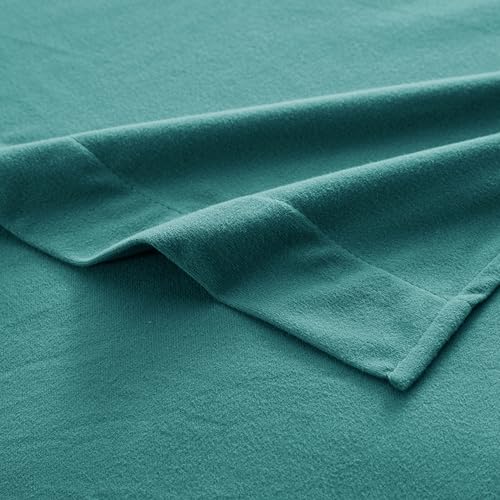 Flannel Sheets Queen Size Warm and Cozy Deep Pocket Breathable All Season Bedding Set with Fitted with Full Elastic & Built in Corner Sheet Straps, Flat and Pillowcases, Queen, Teal
