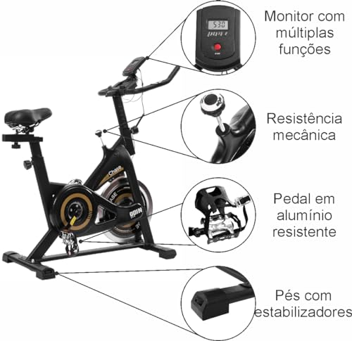 Bicicleta Ergométrica Odin Fit para Spinning Mecânica Roda de Inércia 5kg Chase