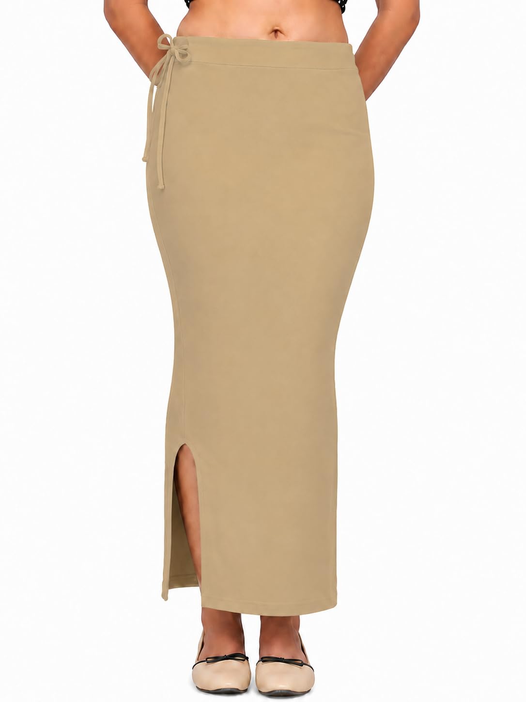 oye happy Poly Lycra Women’s Straight Cut Shapewear | 2-Way Stretch Tummy Control Saree Shapewear | Beige – Size XXL-picture-25