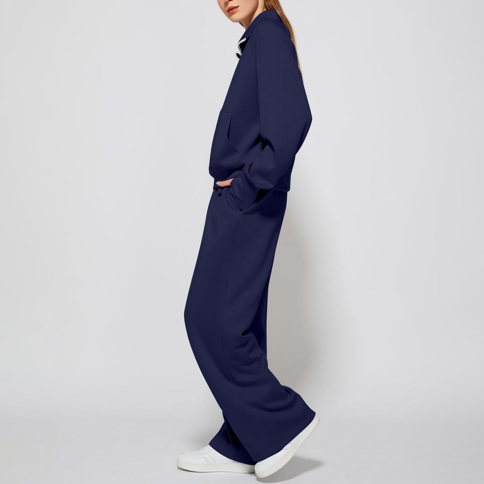 Generico Completo Tuta Donna Oversize 2 Pezzi Completo Sportivo elegante Manica Lunga Set e Pantaloni Tuta Sportiva Donna Activewear
