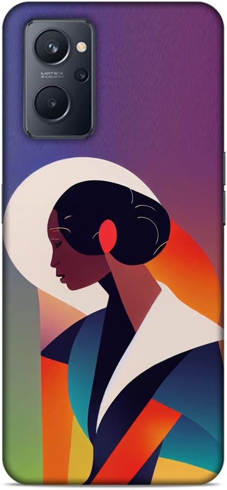 CLEOK 3D Printed Mobile Back Case for Realme 9i Polycarbonate Hard Plastic (bipoc Woman Colorful Abstract) [D165]