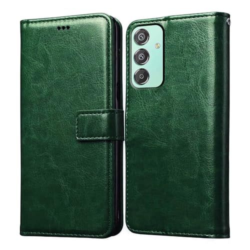Image of amazon basics Flip Leather Mobile Cover (Soft & Flexible Back case) for Samsung Galaxy F15 5G / M15 5G (Green)
