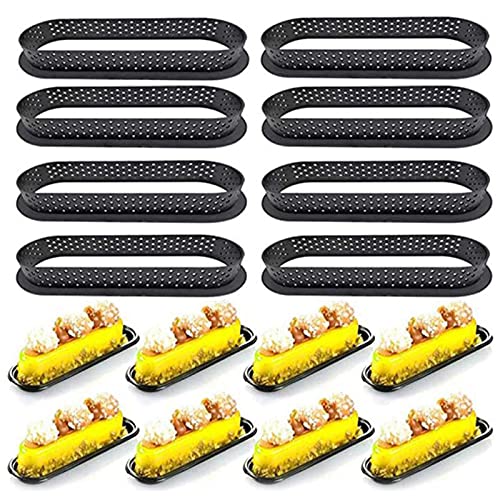 8 Piezas Cortador de Moldes de Pastel de Círculo Perforado Anillo De Tarta De Postre Francés Pastel De Plástica Molde De Mousse Molde Aro Redondo Perforado Para Hacer Decoración Pasteles (Oval) Cover