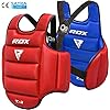 RDX Boxing Chest Guard Reversible, Kickboxing MMA Muay Thai Body Protector, Sparring Training Punching, Adjustable Shield, Martial Arts Upper Belly Rib Pad, Taekwondo Vest (Red, L/XL)