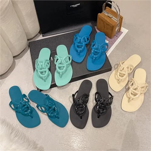 Flip Flops for Women Pig Nose Flip Flops for Women's Summer Flat Bottomed Casual Chain Cool Slippers3