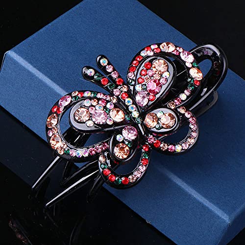 Yusier Butterfly Hair Clips With Flowers And Rhinestones - 4 Pcs Ponytail Clips, Studded Duckbill Clips For Women thumb #5