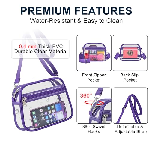 Image of Oraben Clear Bag for Stadium Events Clear Purse Stadium Bag Satchel Handbags for Sports Events Concerts Festivals | Stadium Approved