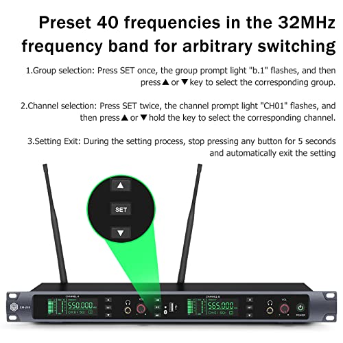 Image of W IN-MIX EM200 UHF Wireless in-Ear Monitor System - 2-Channel with 2 Bodypacks Mono IEM System, PLL Technology, 300ft Range, Ultra-Low Latency for Live Stage, Recording Studio & Musicians