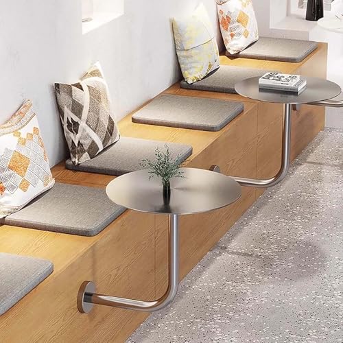 Table d'appoint murale en acier inoxydable 40cm bureau rond design L - 6