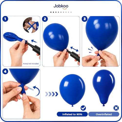 Image of Jobkoo Blue Balloons 12 Inch, 50Pcs Dark Royal Blue Latex Balloon