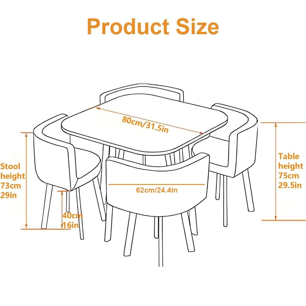 Set da pranzo composto da 4 pezzi con tavolo e sedie in legno grigio, design compatto per piccole conferenze e trattative aziendali, adatto a sala da pranzo, cucina, sala conferenze e appartamento.