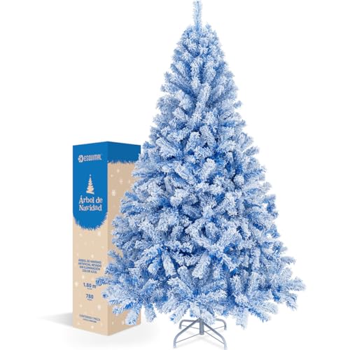 La Mejor Recopilación de Ãrboles de navidad los mejores 10. 41 ESQUIMAL Árbol de Navidad Frondoso con Ramas Escarchadas, Pino Navideño (Azul Nevado, 180 cm)