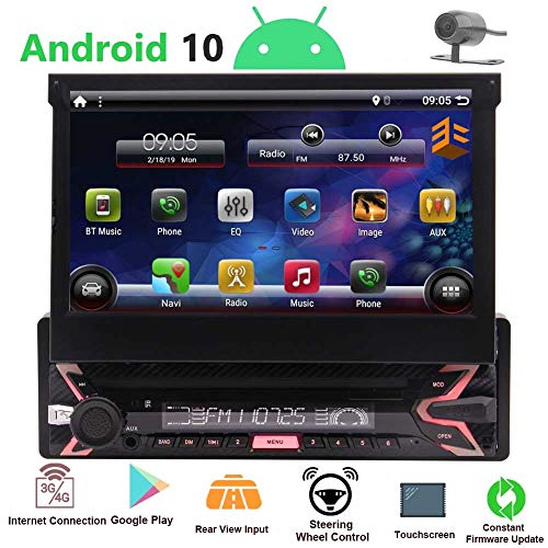 1 Din Radio Android 10 Single Din Car Stereo Bluetooth 7 inch Flip