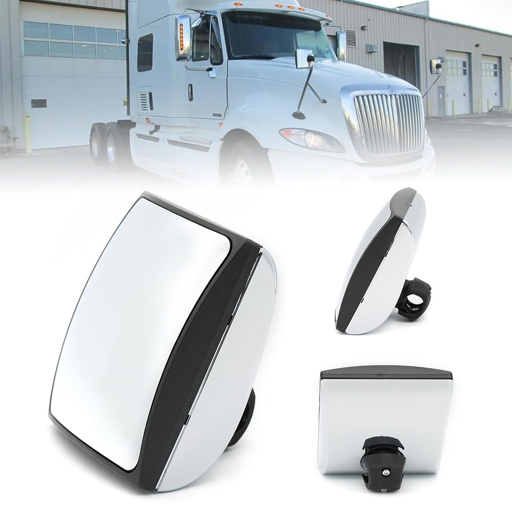 LEAVAN Hood Mirror Chrome Fit for 2008-2018 International Prostar DuraStar TranStar WorkStar Chrome Square Convex Hood Mirror Head