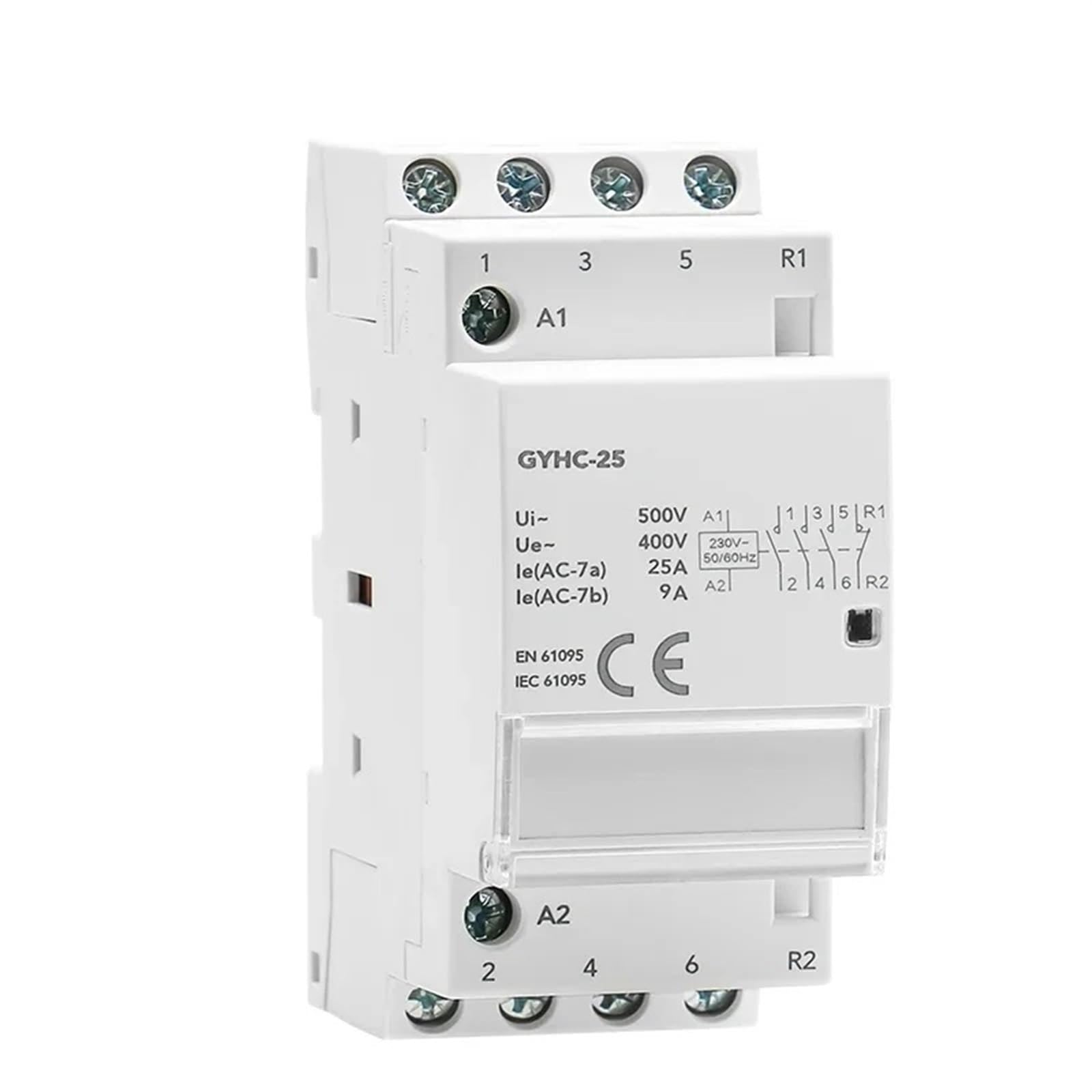 NVSFZGIYG Din Rail Automatic Modular Household Contactor AC230V 4P 25A 4NO 2NO2NC 3NO1NC 50/60Hz 1Pcs(4P 25A 3NO1NC)