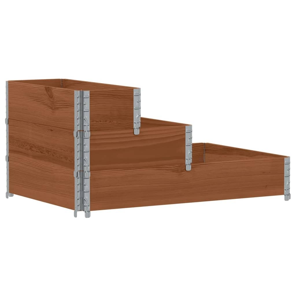 3-stufiges Hochbeet Kiefer 120×80×60,5 cm, klappbar, Braun, 20 mm Bohlen, Balkon-Garten