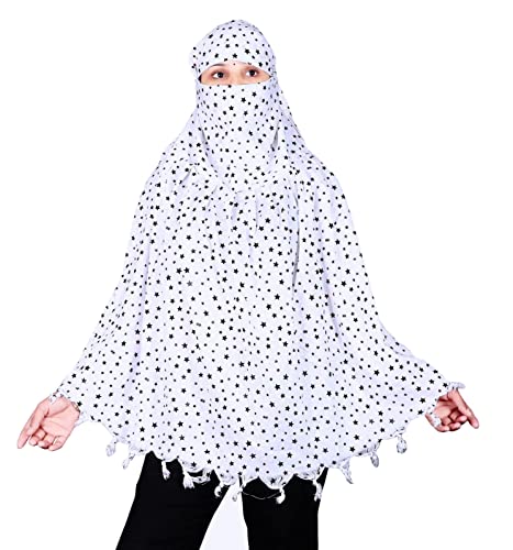 Image of SIXSIGMA Cotton Long Scarf Cum Mask scarves Usable for vehicle Driver | White Printed Design | Universal Size | For Girl & Women | Breathable Sun Protection Light Weight