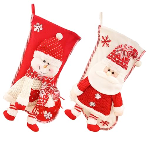 Wuuooei Calcetines de Árbol de Navidad 2pcs 45CM Grande Calcetines de Navidad Chimenea Calcetines de Navidad para Colgar Medias Navideñas Medias de Regalo de Saco de Navidad para Decoración Navideña