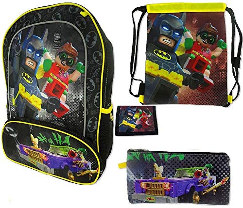 LEGO Batman 16 Inch Backpack Value Set 4pc Officially Licensed - Batman