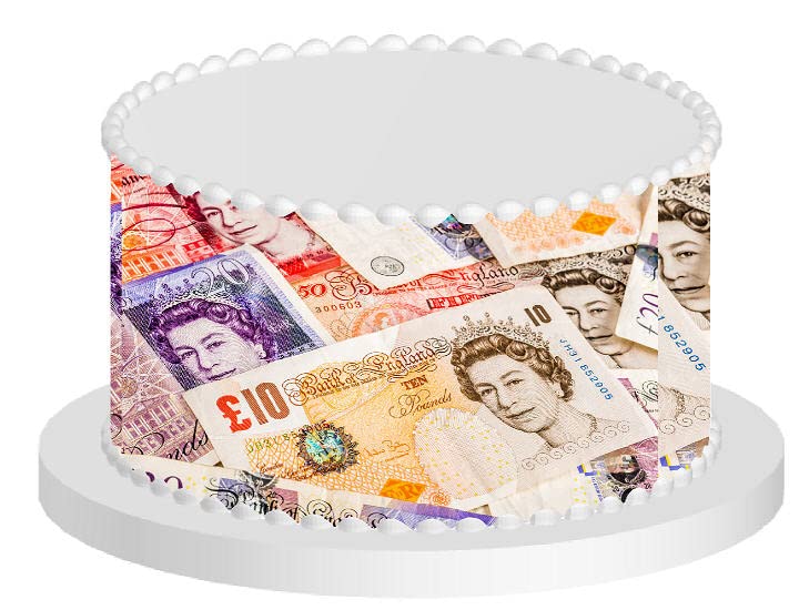 British Pounds Queen Elizabrth Edible Tall Cake Decoration Wrap