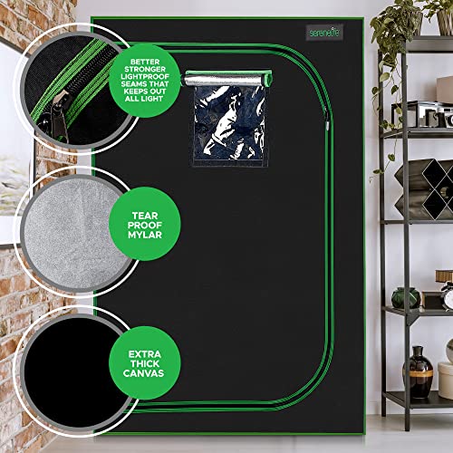 Serenelifehome Small Hydroponic Grow Tent Garden - 48'' X 24'' X 60'' Indoor Plant Growing System W/Durable Reflective 600D Mylar,Includes Removable Floor Tray,Pole Shelf,Black And Green,Slgt48S #TOP4