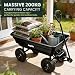Keplin 75L Garden Cart with Pneumatic Tyres – Heavy Duty 4 Wheel Garden Trolley Supports 200kg Load Capacity, Steel Utility Cart for Gardening, Landscaping, Tools & Outdoor Transport