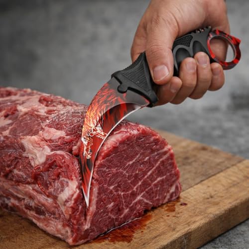 Image of Multipurpose Stainless Steel Utility Knife with Protective Sheath | Sharp Blade, Anti-Slip Ergonomic Grip | Portable & Lightweight Tool for Kitchen, Home, Outdoor, Camping & Everyday Tasks (Red)