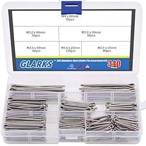 Glarks 340-Pieces 6 Sizes 304 Stainless Steel Cotter Pin Clip Key Fastner Fitting Assortment Kit for Automotive…