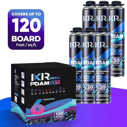 Image of ixirpro Spray Foam Insulation Kit (6 PK Kit-25.4oz) Expanding Sealant, Closed Cell Spray Foam Heat Acoustic Insulation, High Density, Cleaner, Gun