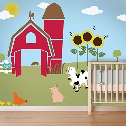 MyWonderfulWalls Nursery Wall Mural - Farm Animal Wall Mural Stencil Kit for Painting - NOT Decals