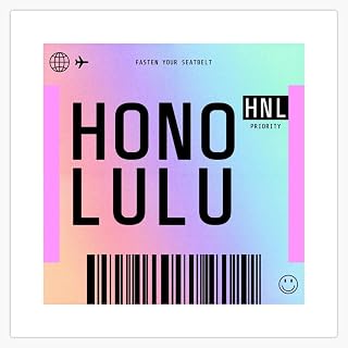 Honolulu Hawaii HNL Airport Boarding Pass Rainbow Gradient Tropical Travel Souvenir 5" Vinyl Decal Bumper Sticker