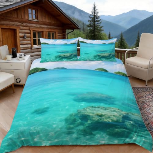 Housse de Couette 240 x 260 Océan en microfibre douce avec zips - 2