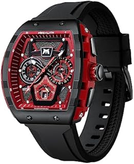 MEGALITH Herrenuhr Groß Militär Sportlich Chronographen Armbanduhr Herren Schwarz Rubber Wasserdicht Analog Quarz Uhr Herren Lässig Designer Uhren fur Männer Datum Leuchtend Geschenke für Männer