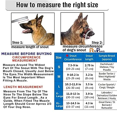 Image of RvPaws Anti Biting Dog Muzzle Basket Cage Design Plastic Pet Muzzle Comfortable Barking Easy to Adjust Quick Release Buckle (No-7, XX-Large)