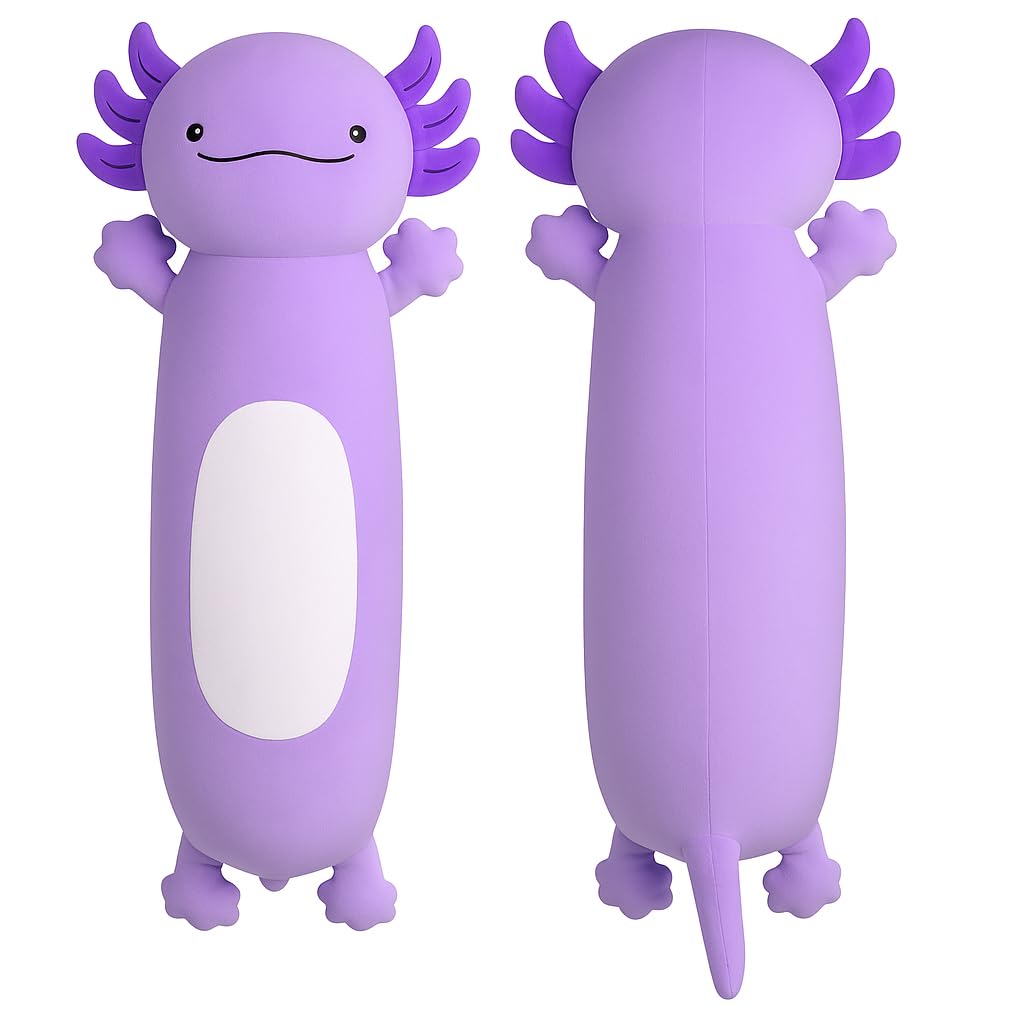 22 inch Cute Giant Purple Axolotl Plush Soft Body Pillow, Large Squishy Plushies Axolotl Stuffed Animals Toy, Gifts for Kids Boys Girls Birthday