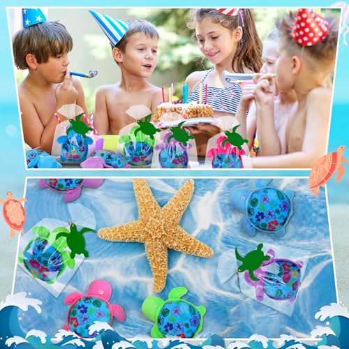 24 Pack Summer Turtle Party Favors, Mini Sea Turtle Plush with Cards Set - image 4