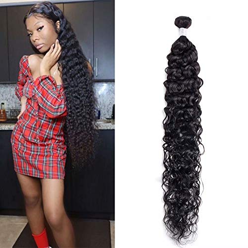 Maxine Hair 10A Brazilian Virgin Water Wave Hair 1Bundle 100% Unprocessed Long inch Wet and Wavy Water Wave Human Hair Weave Extensions Natural Color Can Be Dyed and Bleached 32 inch