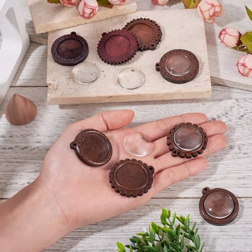 Bases de madera para collares con cúpulas de cristal redondas para proyectos de joyería DIY 7