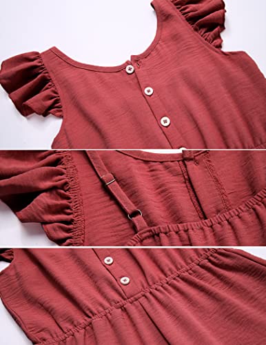 Hopeac Kids Romper Button Tie Jumpsuits Suspender Shorts Ruffle Spring Outfits Summer Clothes For 9 Year Old Girls #TOP5