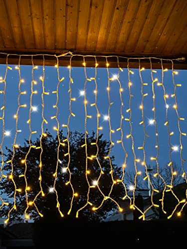 LEDZEIT - Profi Serie - LED Tenda Luminosa Esterno, 1x1.5m, 120 LED,Effetto luce scintillante, bianco caldo, IP67, 230V, con cavo di alimentazione, fino a 90m, per tetto, finestre, edifici, negozi