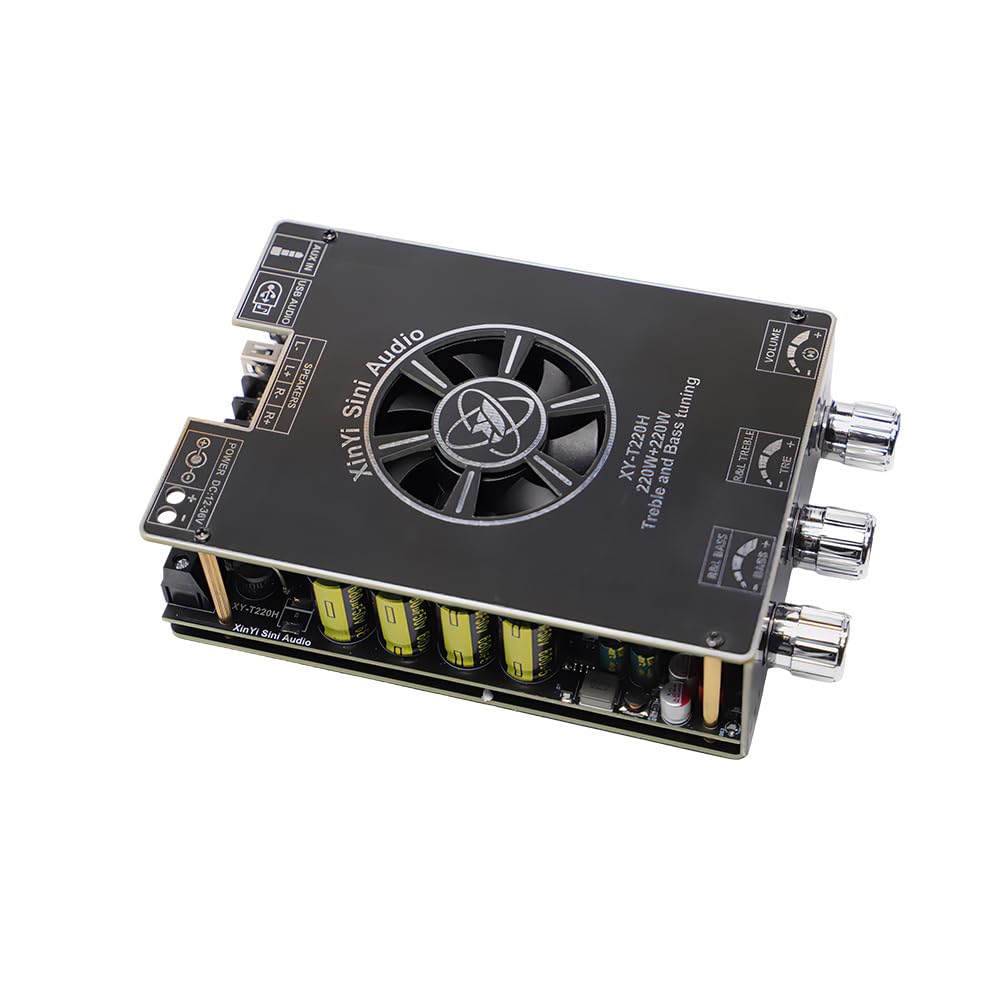 Carte d'amplificateur 2 Canaux XY-T220H, 12 V-36 V Module d'amplificateur de Puissance Ampli Stéréo, avec Contrôle des Aigus et des Basses, pour Haut-parleurs DIY