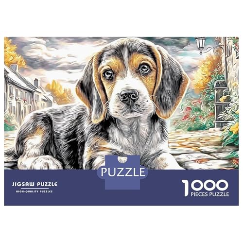 Cani nel villaggio Puzzle da 1000 pezzi Cane Beagle sdraiato per adulti Giochi educativi Bellissima decorazione Difficile impegnativo Regali di compleanno 38x26 cm/1000 pezzi