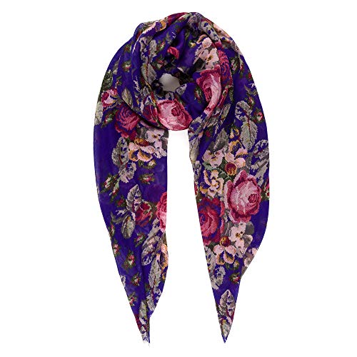 Scarf for Women Lightweight Floral Flower for Spring Fall Scarves Shawl Wrap (SS109)
