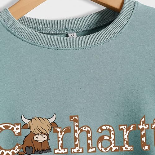 Highland Cow Sweatshirt Cow Print Sweatshirt Funny Cow Country Western Leisure Pullovers4