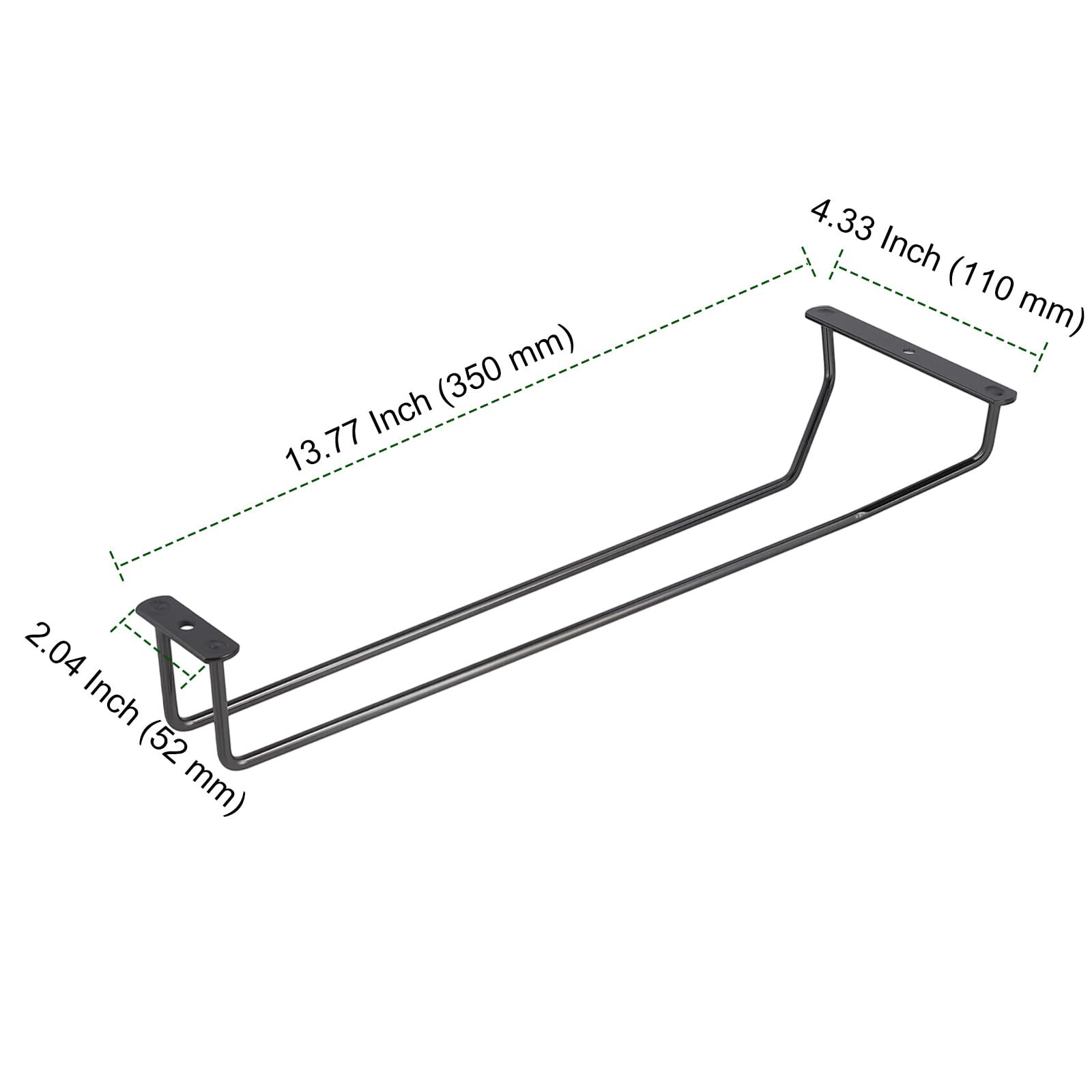 PINGEUI Lot de 6 supports de verre à vin de 35,6 cm, en métal sous l'armoire, étagère à verrerie pour bar, cuisine, noir