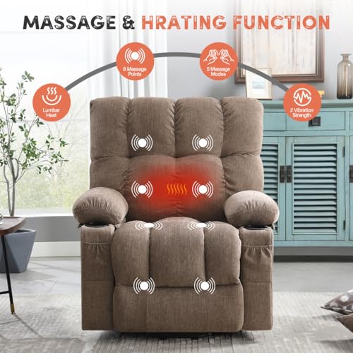 Image of BOSMILLER Power Lift Recliner Chair with Massage and Heat for Elderly, Electric Recliner Single Sofa with Two Cup Holders, Extended Footrest, Side Pocket and USB Charge Port for Living Room