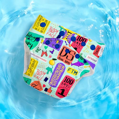 Image of SuperBottoms Swimming Diapers for Babies & Toddlers - Reusable & Adjustable Swim Diapers - Washable Cloth Diapers - Skin Friendly Fabric - Easy to Clean - Fits 3M - 3Y