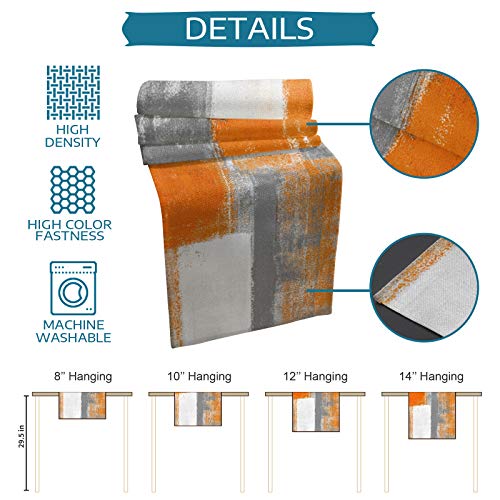 70 Inch Table Runner And Placemats Set Of 6 Kits For Dinner Table,Burnt Orange And Grey Modern Art Artwork Heat Resistant Cotton Linen Table Runner And 6Pcs Table Mats For Dining Table Sets #TOP4