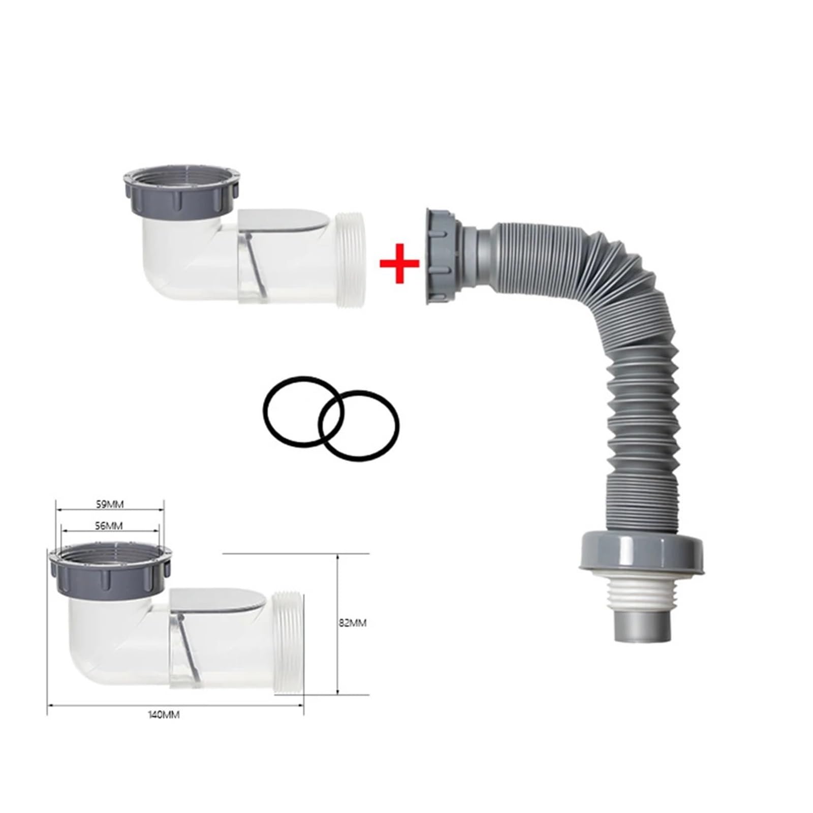 Accesorios de alcantarillado cocina Juego mangueras drenaje for fregadero Drenaje rápido Sello filtración basura Almacenamiento